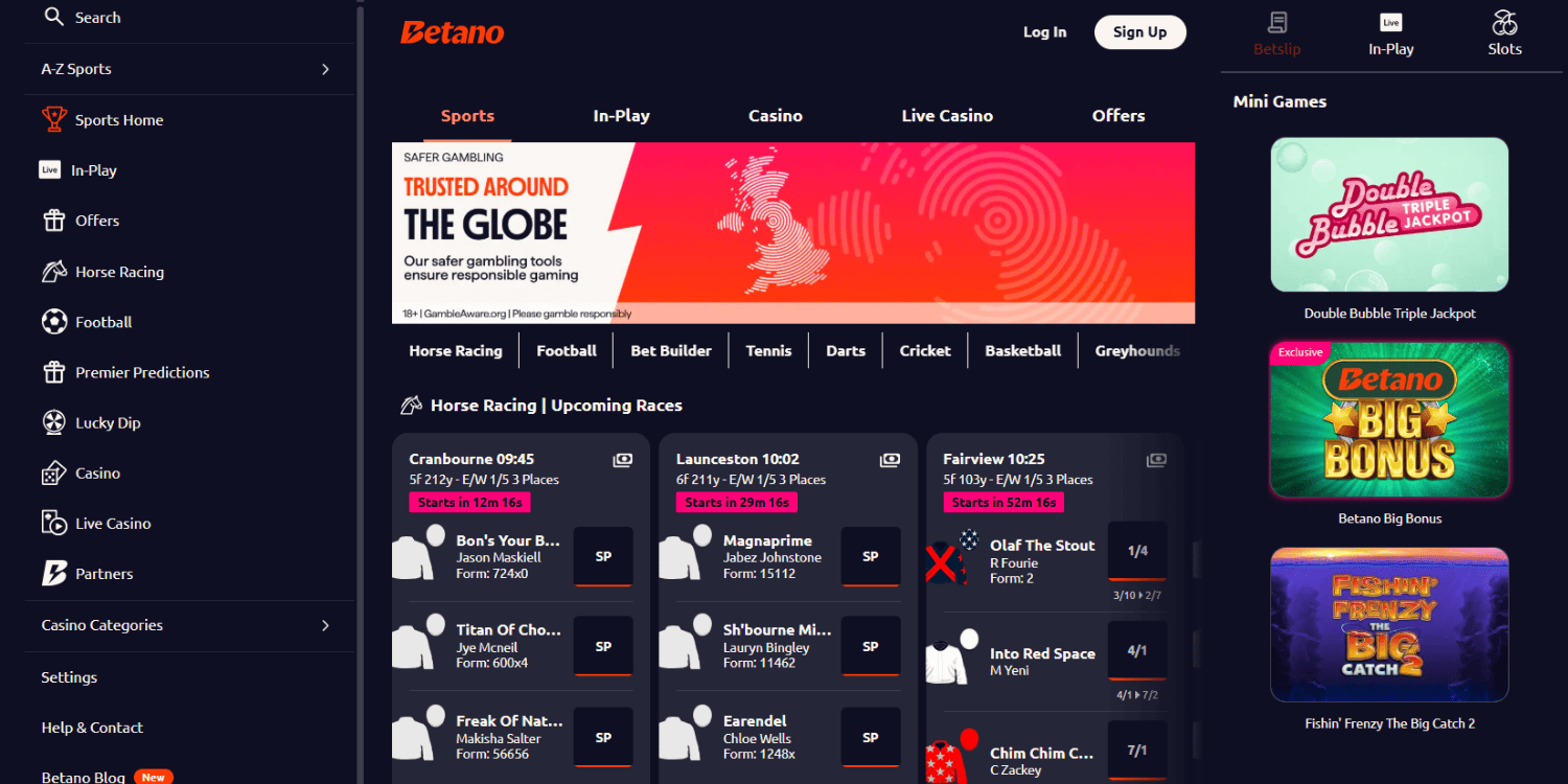 Betano – New Bookmakers UK betting interface